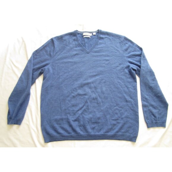 Men Calvin Klein Extra Fine Merino V Neck Pullover Sweater Sz XXL (MT656) - Picture 1 of 9